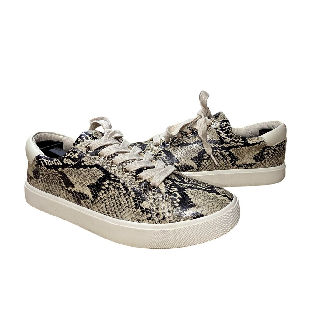 Sam Edelman Ethyl Shoes Women 8 Beige Snake Print Low Top Athletic Sneakers